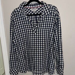 Tommy Bahama Women's Navy and White Plaid Shirt